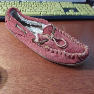 Comfort Case Rose Red Suede Lace Moccasins Size8 PreLoved